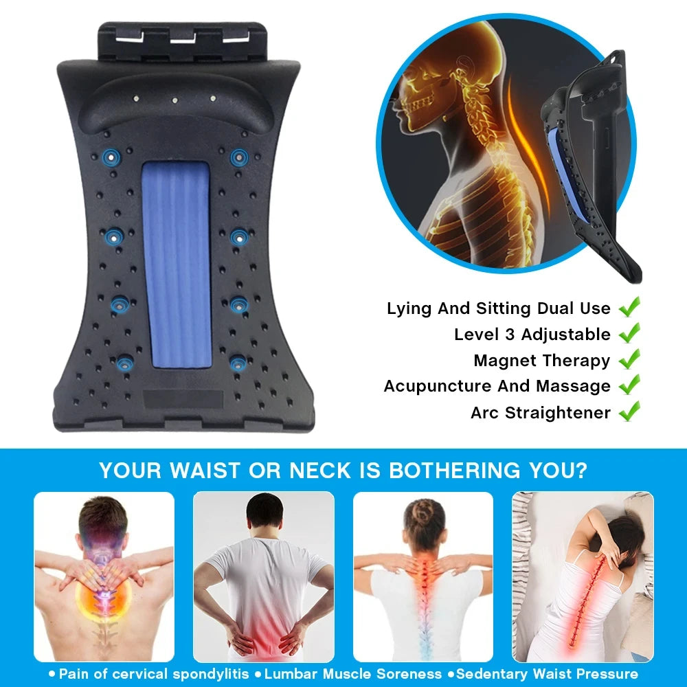 Back Stretcher Multi-Level Adjustable Back Board Lower Upper Lumbar Spine Support