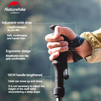 5-Section Trekking Pole Carbon Fiber Aluminum Alloy Folding Teleskopic Stick