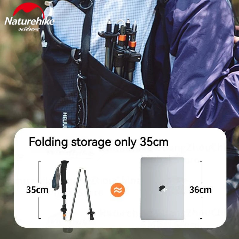 5-Section Trekking Pole Carbon Fiber Aluminum Alloy Folding Teleskopic Stick