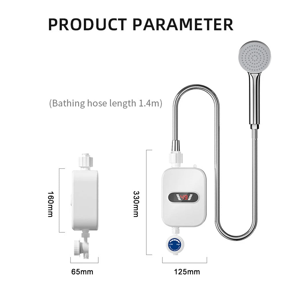 Instant Water Heater LCD Digital Display Thermostatic Shower Water