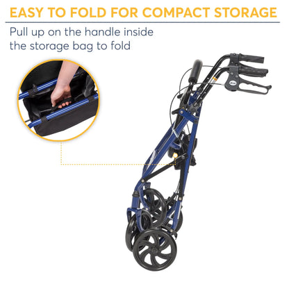 Four Wheel Rollator Rolling Walker with Fold Up Removable Back Support,