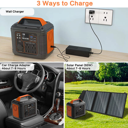 Solar Generator Quick Charge / 110V AC Outlets/DC Ports and LED Flashlight