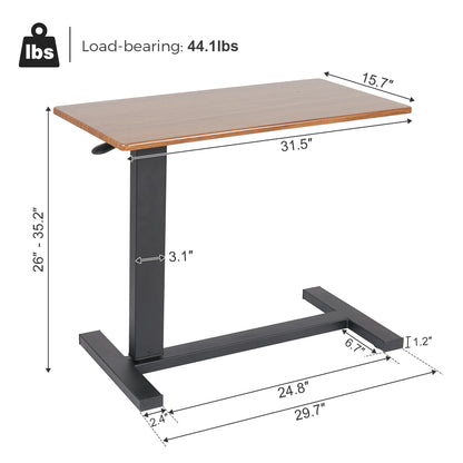 Adjustable Rolling Cart Overbed Bedside Table