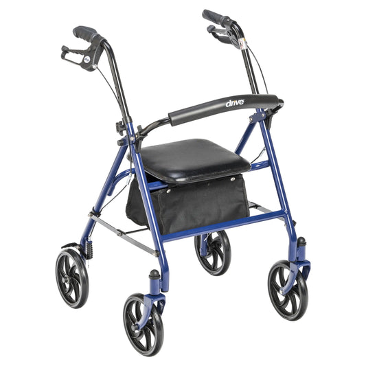 Four Wheel Rollator Rolling Walker with Fold Up Removable Back Support,