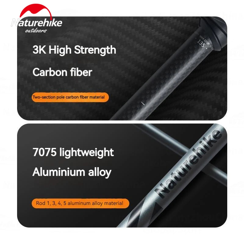 5-Section Trekking Pole Carbon Fiber Aluminum Alloy Folding Teleskopic Stick