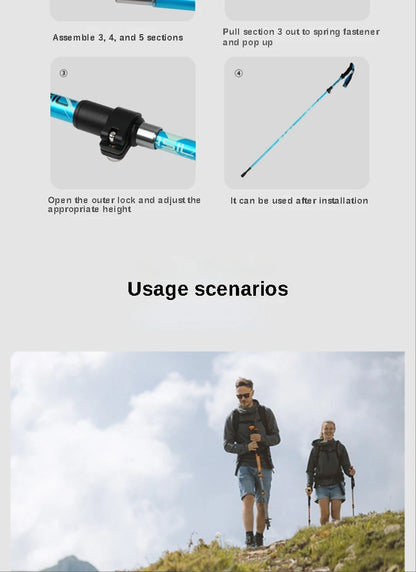2Pcs Ultralight Trekking Poles Walking Sticks